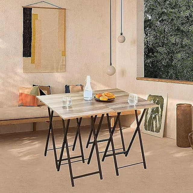 Elegant TV Tray Set of 4 with Stand, Folding Snack Tables for Eating
