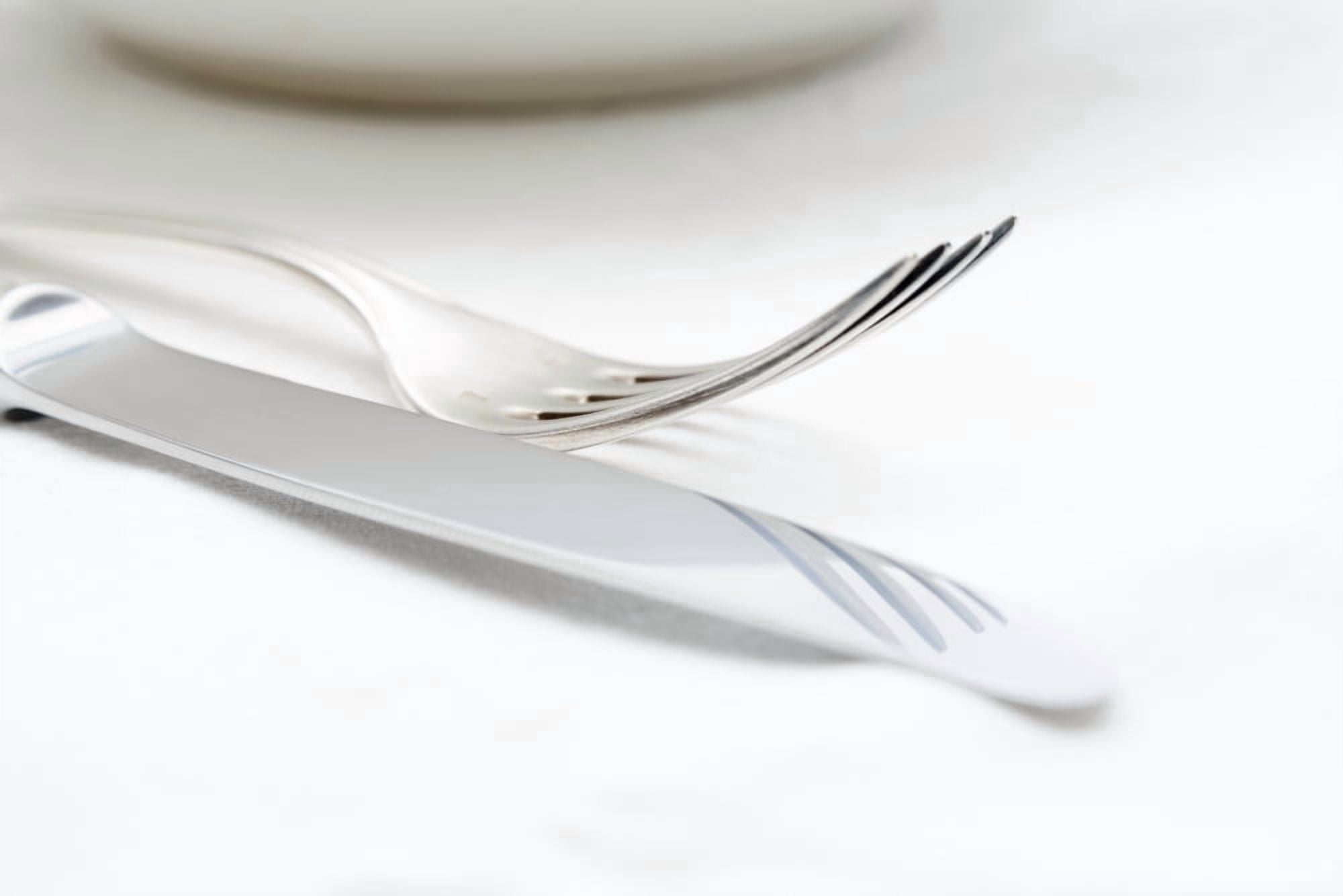 Elegant Table Setting with Silverware and White Plate Canvas Art - Panoramic Images (27 x 9)