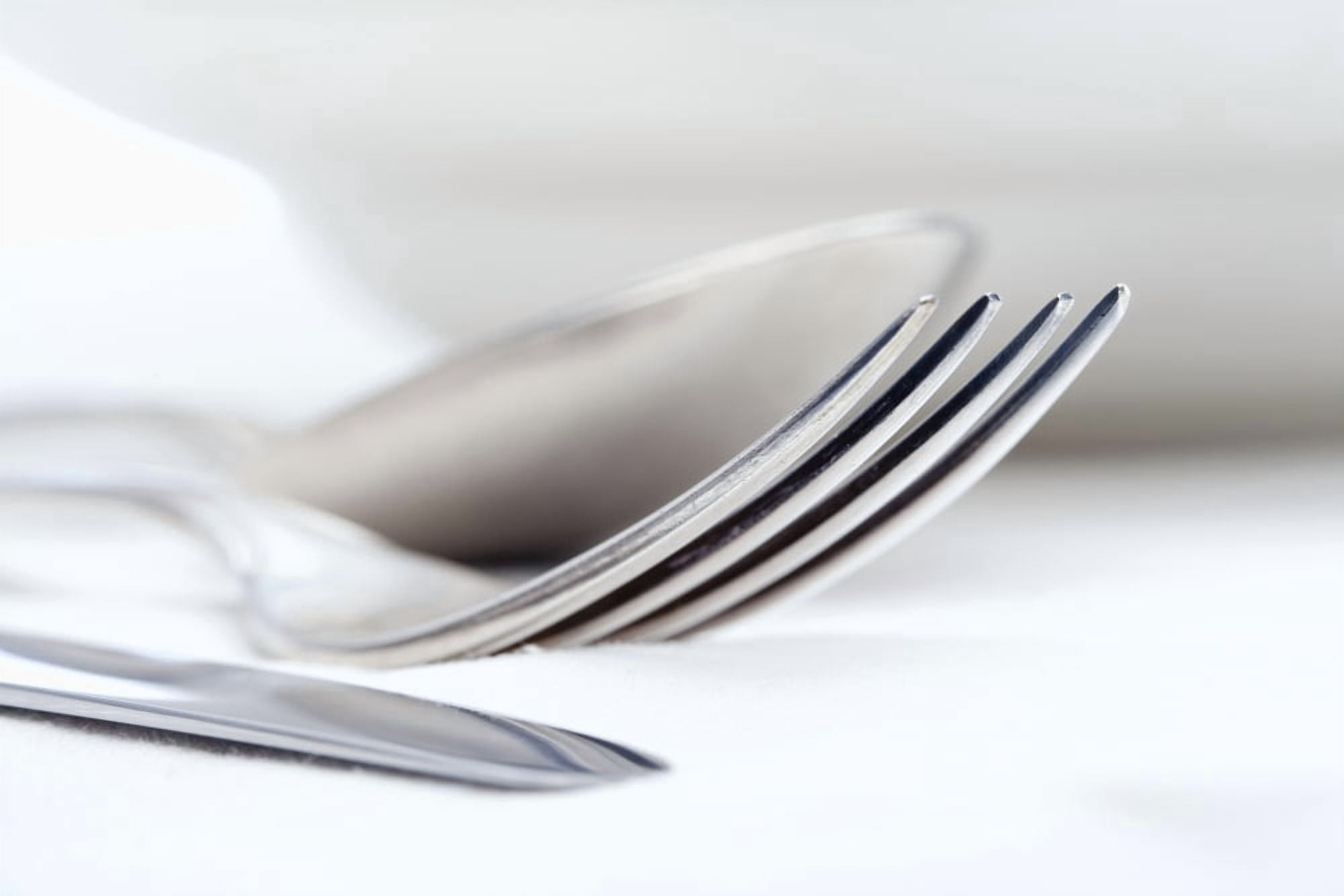 Elegant Table Setting with Silverware and White Plate Canvas Art - Panoramic Images (27 x 9)