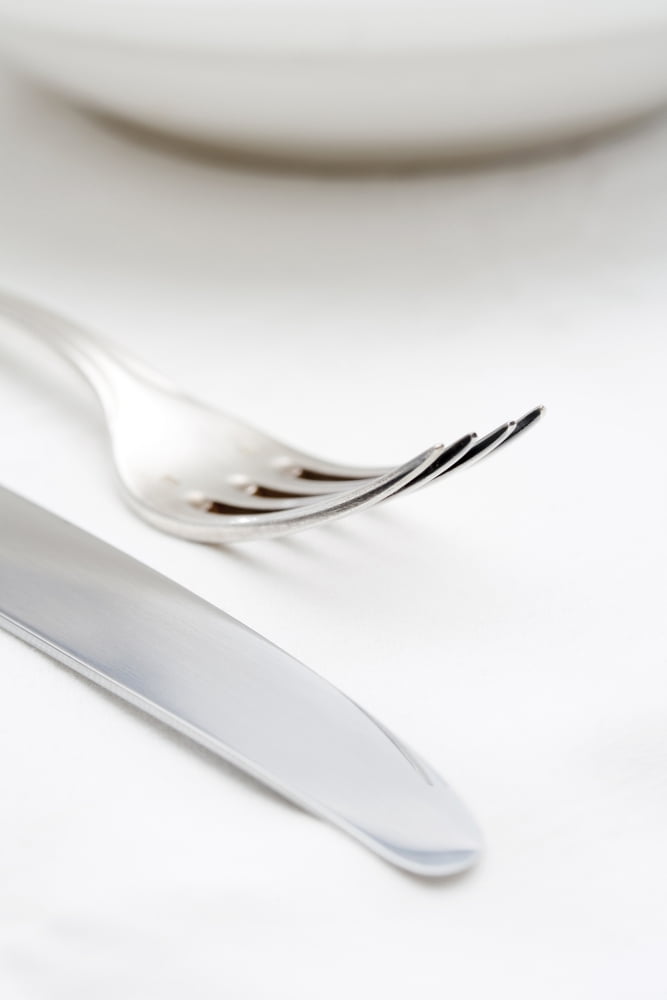 Elegant Table Setting with Silverware and White Plate Canvas Art - Panoramic Images (27 x 9)