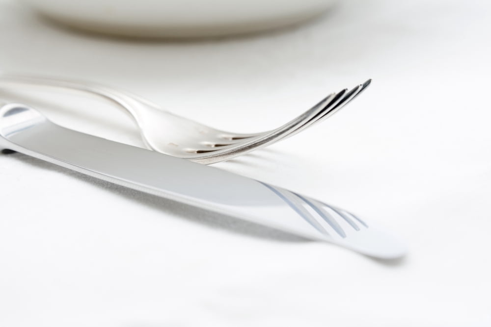 Elegant Table Setting with Silverware and White Plate Canvas Art - Panoramic Images (36 x 12)