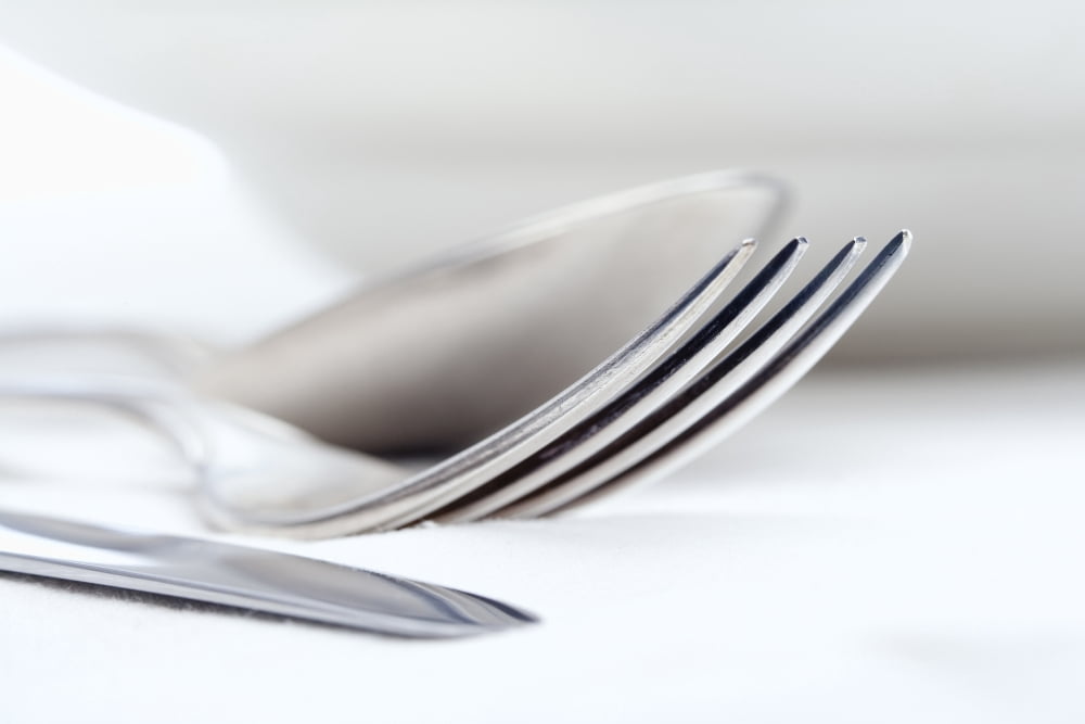 Elegant Table Setting with Silverware and White Plate Canvas Art - Panoramic Images (36 x 12)