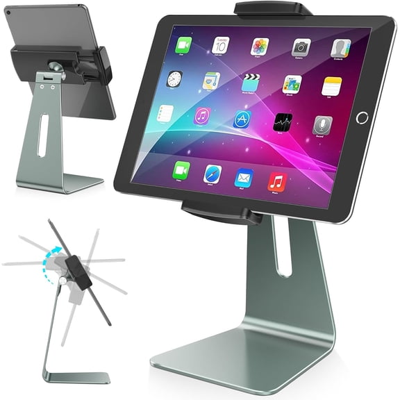 Elegant Tablet Stand, Aluminum iPad Stand Holder, Desktop Kiosk POS Stands for 7-15.6 inch iPad/Portable Monitor, Tablet Mount for Showcase Office Reception Countertop