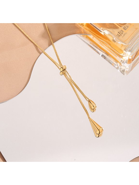 Elegant Tassel Necklace and Earring Jewelry Set - Fashionable High-End Titanium Steel Jewelry Set