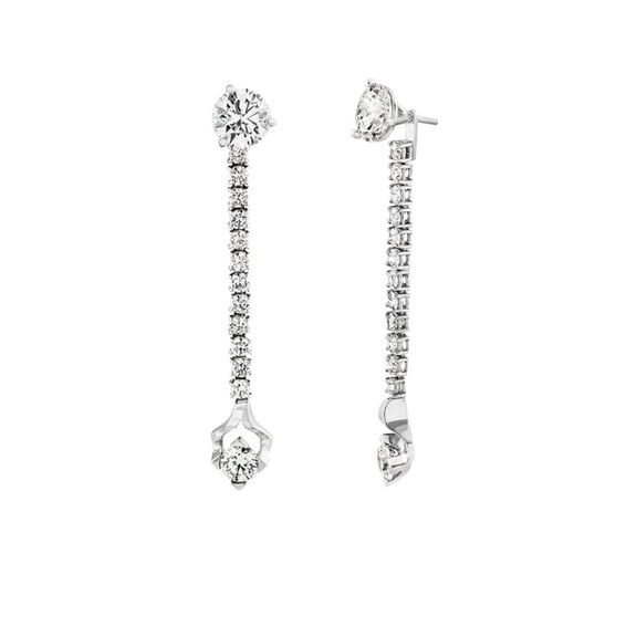 Elegant Teardrop Diamond Earrings in 925 Sterling Silver – Round Cut Diamond Bridal Drop Earrings – Handmade Engagement Earrings for Wife