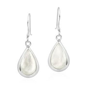 AERAVIDA Elegant Teardrops of White Mother of Pearl Inlay Sterling Silver Dangle Earrings