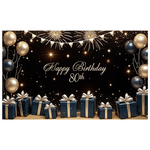 Elegant Theme Happy Birthday Banner Sparkling Design 80th Birthday Decorations Birthday Party Supplies for Birthday Celebration Indoor Decoration Photo Shoot