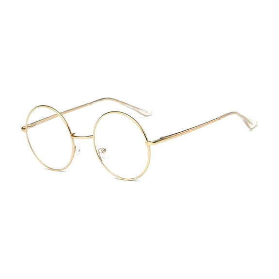 Elegant Thin Metal Frame Round Sunglasses - Gold Frame Clear Lens UV Blocking Casual Office Eyewear