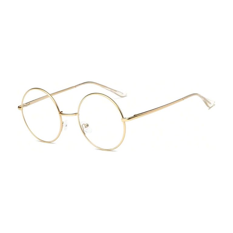 Elegant Thin Metal Frame Round Sunglasses - Gold Frame Clear  display picture 1