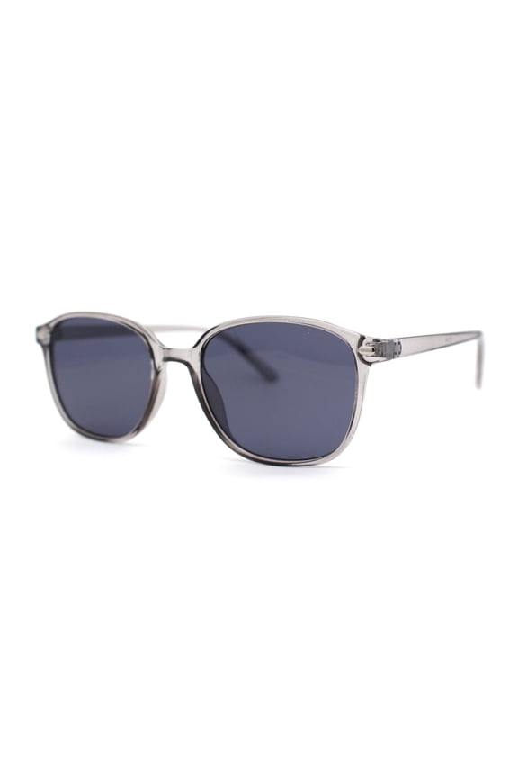 Elegant Thin Plastic Rounded Rectangle Gentlemens Sunglasses Slate Black