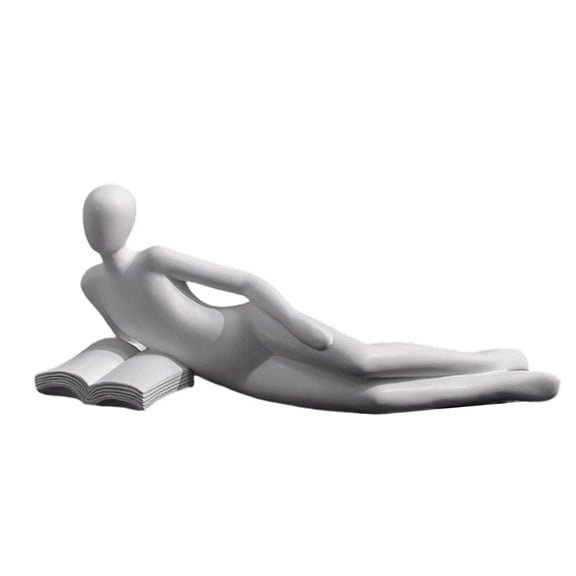 Modern Thinking Lady Figurine Reading Women Resins Statue Ornament for Bookshelves and Living Room Desktop Decoration