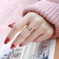 thumbnail image 1 of Elegant Three Lives Three Worlds Titanium Steel Ring Set for Women - Non-Fading, Minimalist Luxury Sparkling Band, 1 of 9