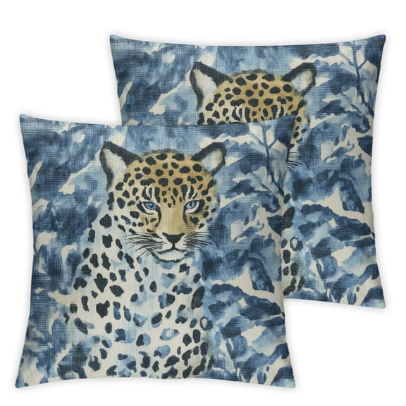 Elegant Throw Pillow Covers Leopard Print Cheetah Chinoiserie Animal Spring Decor Comfortable Pillow Case Animal Spots Navy Blue Satin Pillows Case for Holiday Party Living Room Home