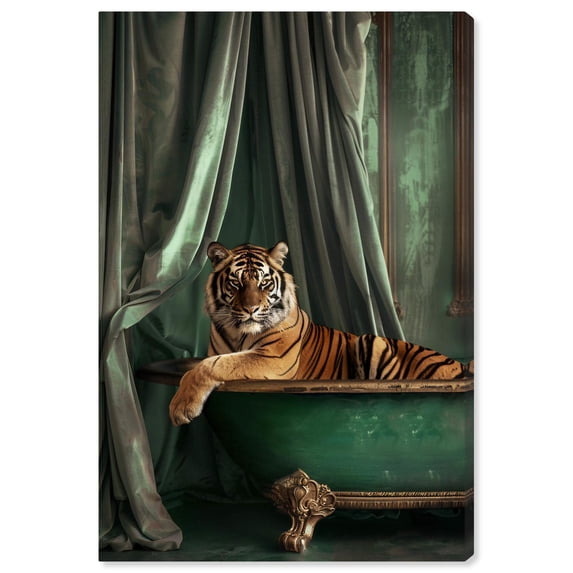 Elegant Tiger Bath Canvas Trendy Bathroom Art by Notoriart, Gallery Wrapped, 20" x 30"