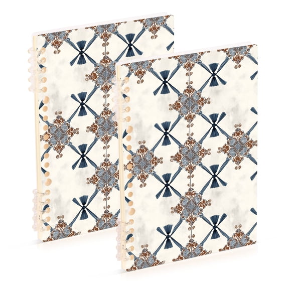 Elegant Tile Pattern with Tassels Notebook Detachable Coil Notebook Diary Plan Book A5 Size 60 Pages 1 Pack