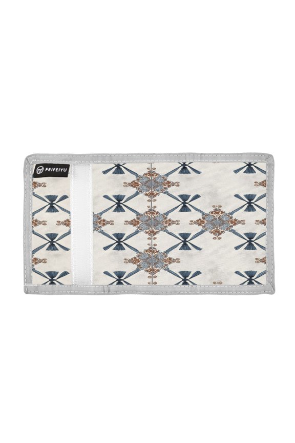 Elegant Tile Pattern with Tassels Trifold Wallets Card Holders Coin Pockets with Lanyards Portable Unisex