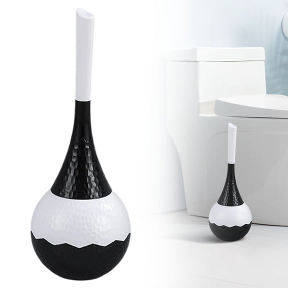 Elegant Toilet Brush Set – Stylish Hammered Design, Durable Handle, Anti-Splash Base, Modern Bathroom Accessories, Easy to Clean & Maintain, Suitable for Home Hotel Bathroom (Black&White-A)