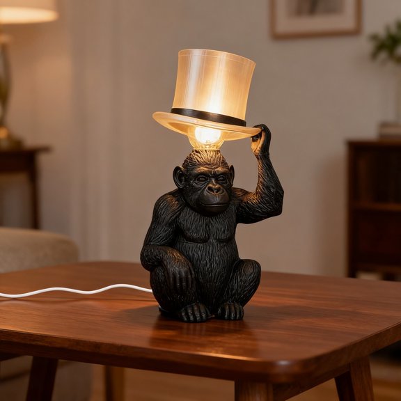 Elegant Top Hat Monkey Night Light For Kids And Nursery | Soft Glow Fixture For Nighttime Reading Dorm And Ambient Lighting77421