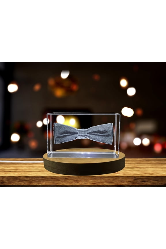 Elegant Touch: 3D Engraved Crystal Wedding Bow Tie