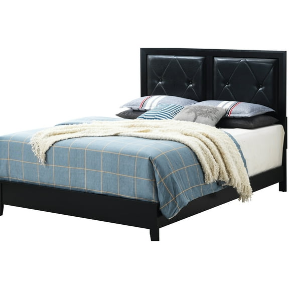 Elegant Transitional Full Bed Frame, Black Finish. 52"h X 59"w 80"d. Build For A Restful Sleep. Fits Various Bedroom Themes. Assembly Required Frame In An Design. Provides Comfortable Sleeping Area.