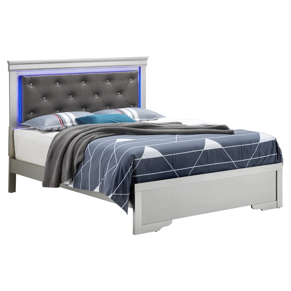 Elegant Transitional Full Bed In Silver Champagne