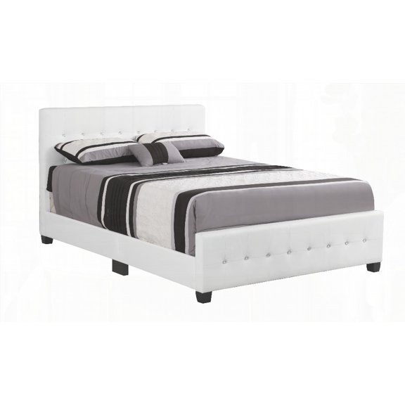 Elegant Transitional Queen Bed in White with Sturdy Build and Nice Dimensions