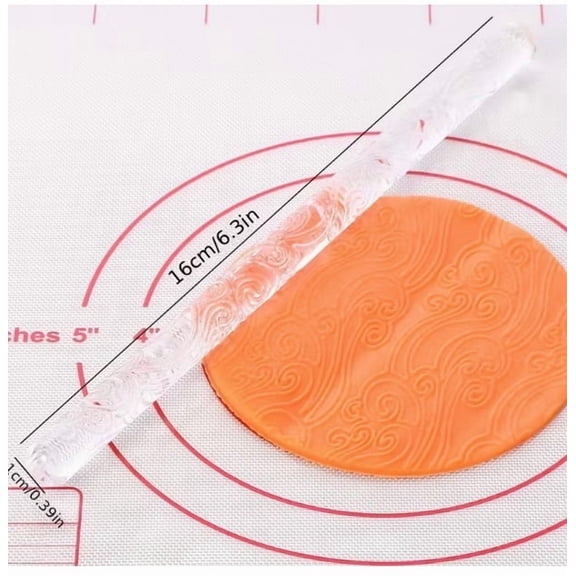 Elegant Transparent Acrylic Mini Rolling Pin for Cookies, Pastries, Fondant Baking with Engraved Wave Pattern, Lightweight Durable Small Rolling Pin for Home Bakers