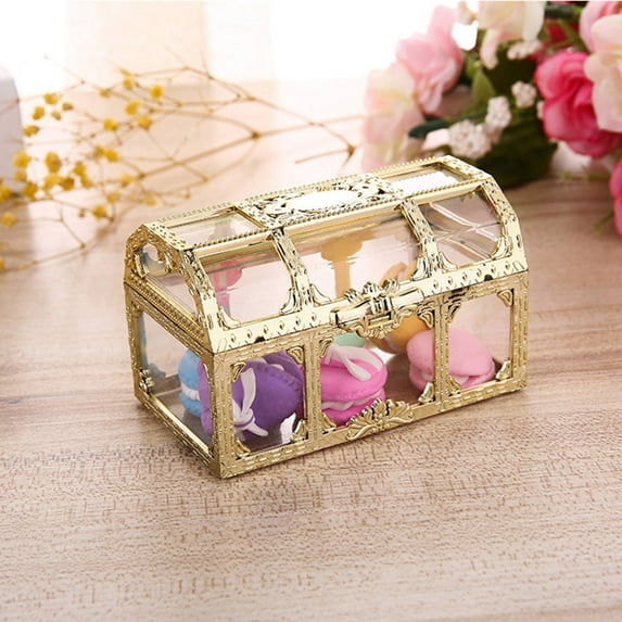 Elegant Transparent Gift Box Wedding Baby Shower Candy Boxes (12pcs Gold Small Box)