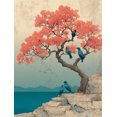 thumbnail image 1 of Elegant Tree Canvas Art, Pastel Nature Painting with Birds, Soothing Decor for Home Office, 1 of 8