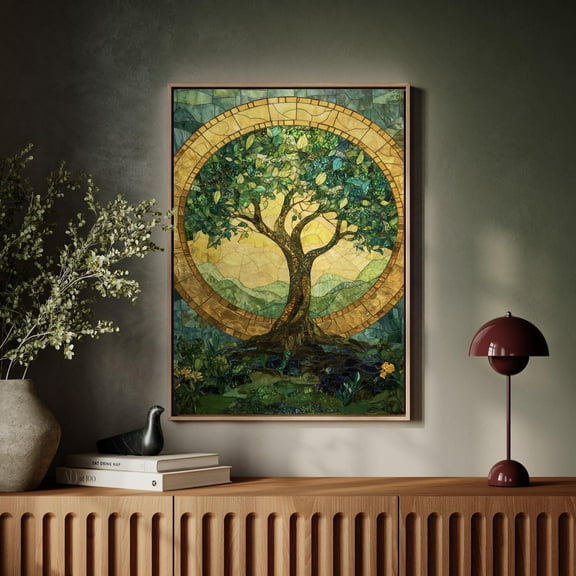 Elegant Tree Of Life Stained Glass Wall Art - Unique Nature-Inspired Hangable Artwork For Home Or Office Décor Wall Art, Modern Wall Decor, 8x12 UNFRAMED