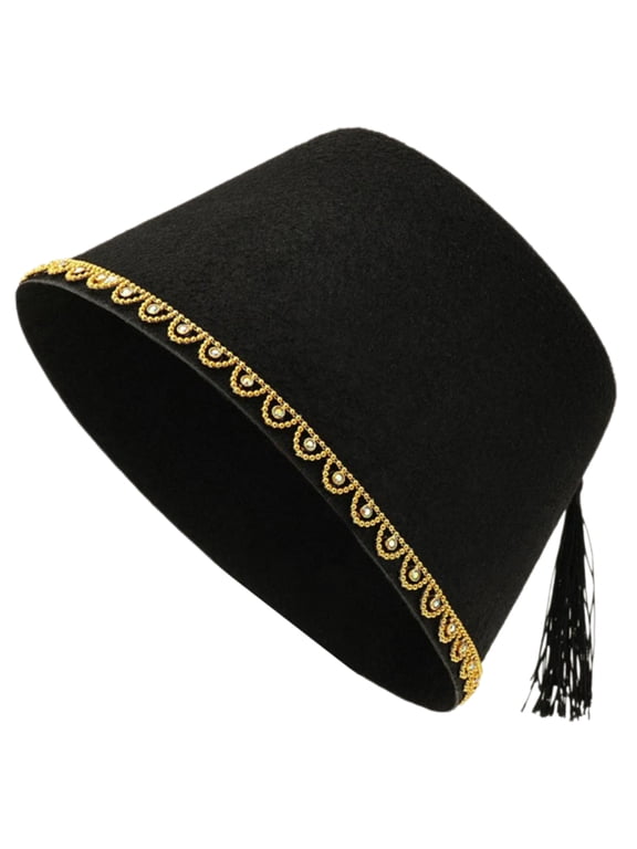 Elegant Trim Fez Hat Turkish Caps for Adult Men Breathable Round Fez Caps Ethnic Ottoman Tarboosh Hat for Everyday Use