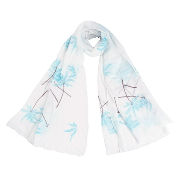 Elegant Tropical Palm Tree Print Frayed End Scarf