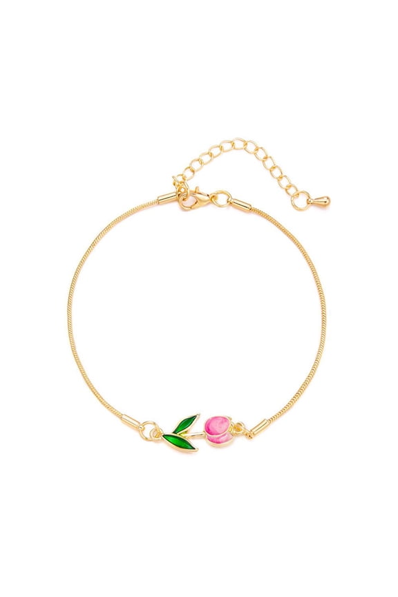 Elegant Tulip Rose Bracelet For Women Girls Sweet Bra Chain Colorful D6R4 I0Y4