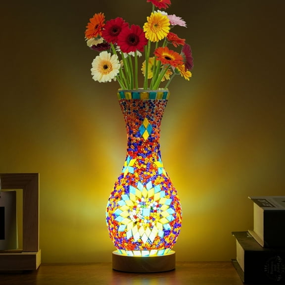 Elegant Turkish Moroccan Style Mosaic Table Lamp with USB Power and Colorful Glass Shade for Living Room