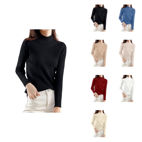 Elegant Turtleneck Sweater – Long Sleeve Slim Fit Knit Pullover for Women, Soft Warm Winter Top for Casual Wear & Layering, Autumn Korean Oversize Style