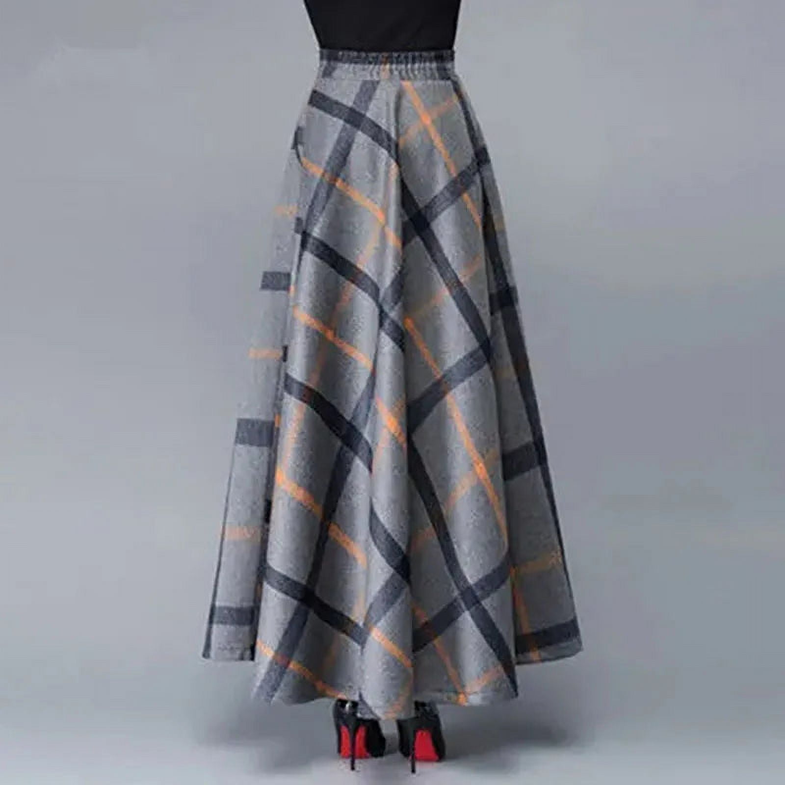 Long Plaid A-Line Wool Skirt 5403 Long Plaid A-Line Wool Skirt 5403