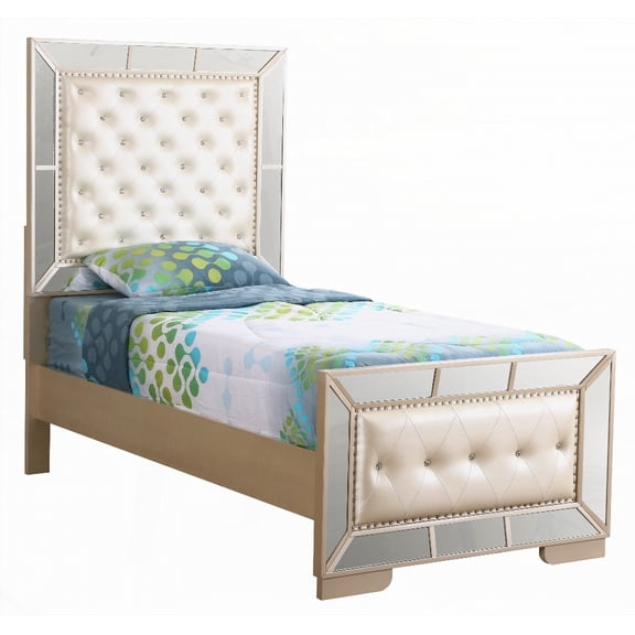 Twin Bed in Pearl Finish - Stylish Design Fits Various Interiors (64"H X 44"W X 80"D)