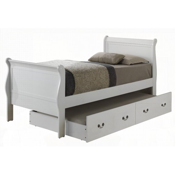 Elegant Twin Storage Bed in White Having 44"H X 41"W X 87"D Dimensions & Stable Build