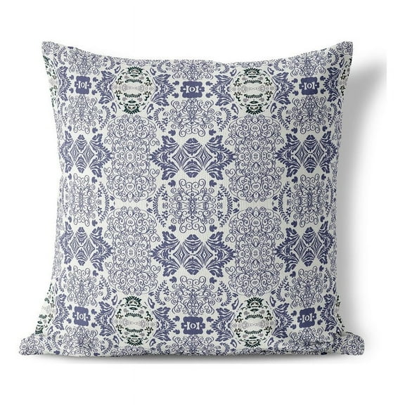 Elegant Twirls Indoor/Outdoor Pillow with Removable Cover in White 16x16