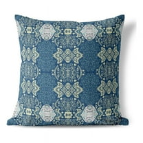 Elegant Twirls Throw Pillow with Removable Cover in Blue 16x16