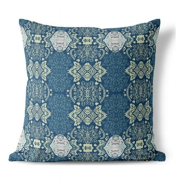 Elegant Twirls Throw Pillow with Removable Cover in Blue 16x16