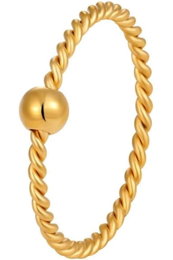 Elegant Twisted Rope with Bead Ring for Women Minimalist Stackable Knuckle Ring Eternity Promise Engagement Band Jewelry Comfort fit