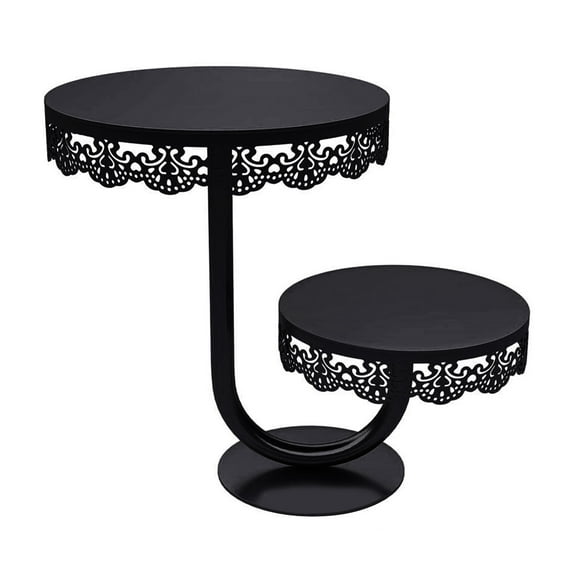 Elegant Two Tiers Birthday Cake Stand Iron Round Dessert Display Tray Metal Dessert Holder for Kitchen or Dining Room