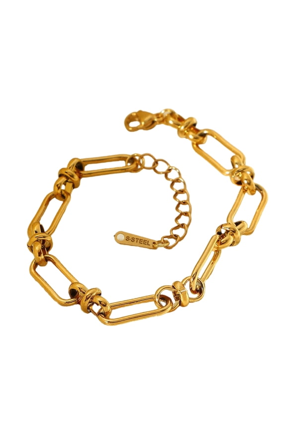 Elegant U Shaped Stainless Steel Crosses Link Chain Bracelet Set In 18K Gold Plating Casual Wear Daily Use