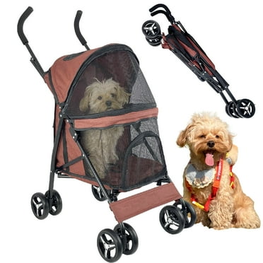 Elegant Umbrella-Shaped Doggy Stroller for Small Dogs, Small Pet Stroller for Medium Dogs, Ideal for 20 Lbs Medium Dogs & Small Dogs (Red)