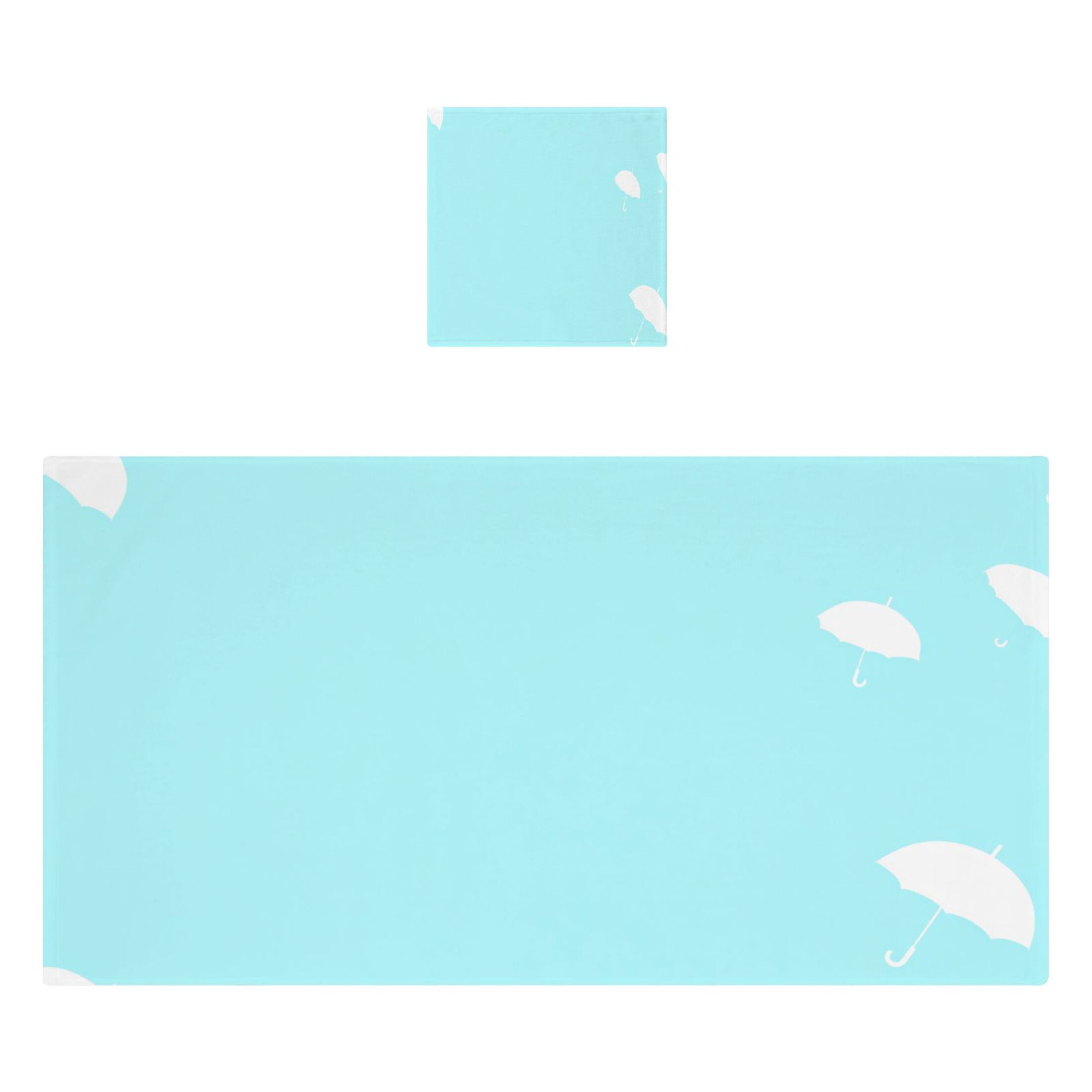 Elegant Umbrellas on Blue 2 Piece Cotton Bath and Face Towel Set Soft and Absorbent, for Beach Pool Bathroom