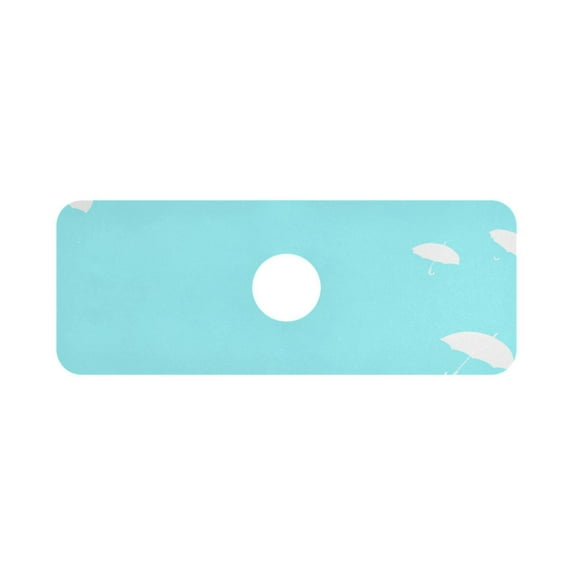 Elegant Umbrellas on Blue Single Compact Faucet Drying Pad 14.7x5.4in Absorbent Mat for Small Sinks, Vanity Countertops