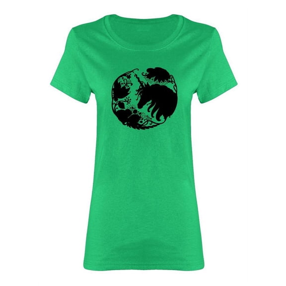 Elegant Unicorn With Long Mane Shaped T-Shirt Women -Image by Shutterstock, Female Large