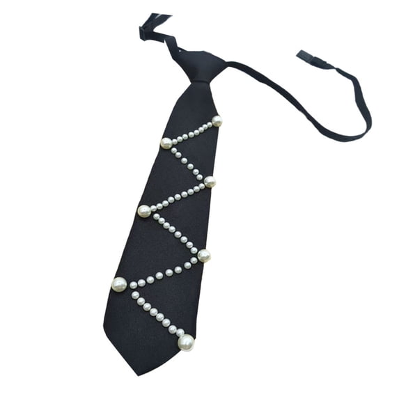 Elegant Unisex Necktie With Dazzling Pearls Soft Polyester For Any Occasion