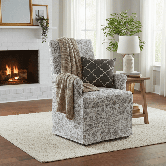 Elegant Upholstered Dining Chair with Skirted Base, Accent Armchair for Living Room, Bedroom, Dining Room